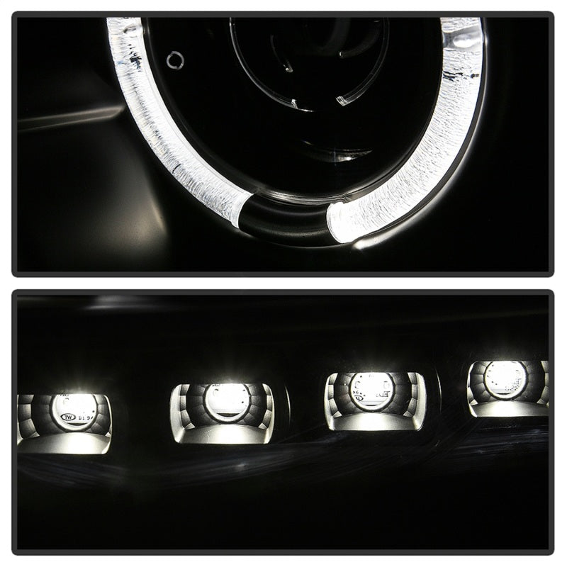 Phares de projecteur Spyder Ford Super Duty 11-16 LEDHalo DRL tout noir PRO-YD-FS11-HL-BKV2