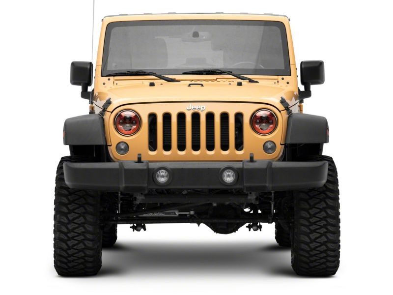 Phares à DEL Raxiom 07-18 Jeep Wrangler JK 7 pouces - Boîtier rouge - Lentille transparente