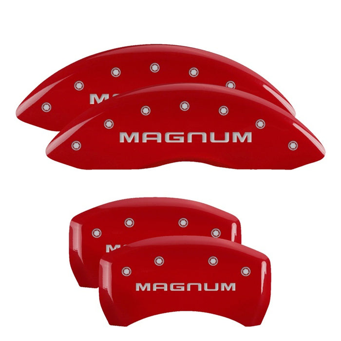 Couvre-étriers MGP 4 gravés avant et arrière finition rouge Magnum argent ch