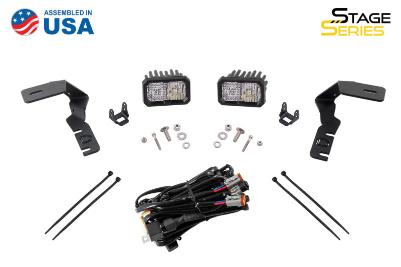 Kit de feux de fossé à DEL Diode Dynamics 19-21 pour Ford Ranger Stage Series 2 pouces - Combo blanc Pro
