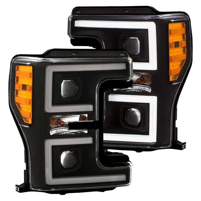 Phares à LED ANZO 17-18 Ford F-250 Super Duty Phare à LED de style planche Noir (paire)