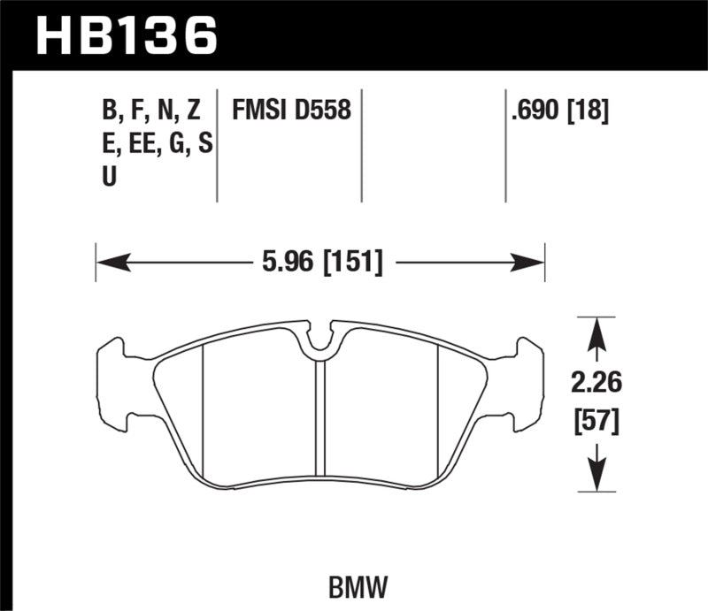 Plaquettes de frein avant Hawk pour BMW 318i/318iC/318iS/318Ti/325Ci/325i/325iS/325Xi/328Ci/328iC/328iS/Z3 Race