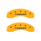 MGP 4 Caliper Covers Engraved Front & Rear Block/Charger Yellow finish black ch