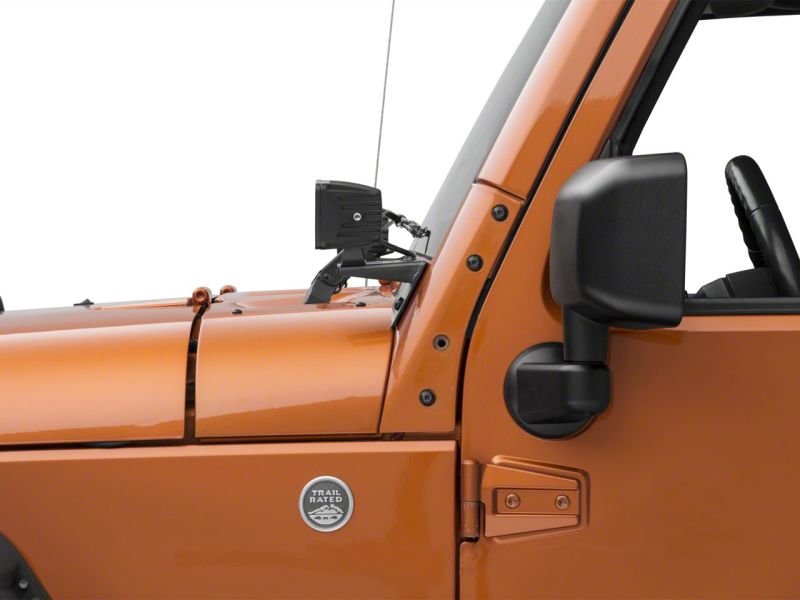 Supports d'éclairage montés sur montant de pare-brise de la série Axial Jeep Wrangler JK 07-18 de Raxiom