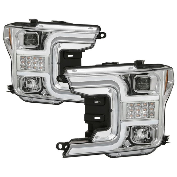 Spyder Signature Ford F150 18-19 (Halogen Model) Proj. Headlights - Chrome (PRO-YD-FF15018-LBSEQ-C)