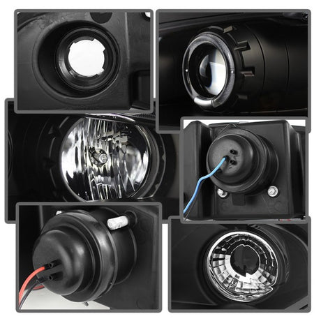 Phares de projecteur Spyder Mitsubishi Eclipse 97-99 LED Halo noir haut H1 bas H1 PRO-YD-ME97-HL-BK