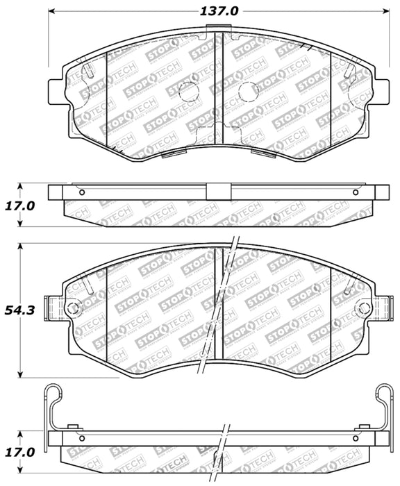 Plaquettes de frein avant StopTech Performance 89-1/94 Nissan 240SX (avec ABS) 92-01/05-06 Hyundai Elantra