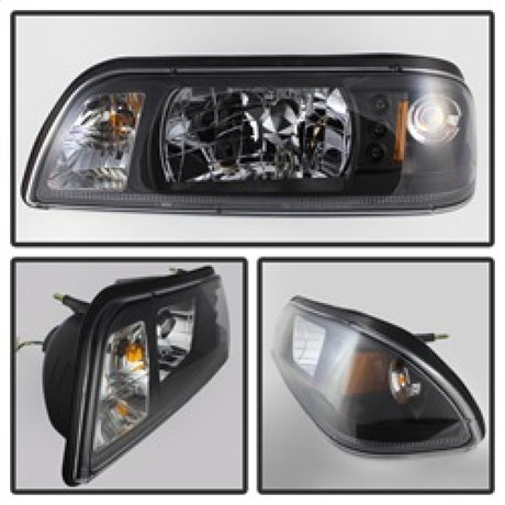 Phares Spyder Ford Mustang 87-93 1PC LED (LED remplaçables) Cristal Noir HD-YD-FM87-1PC-LED-BK