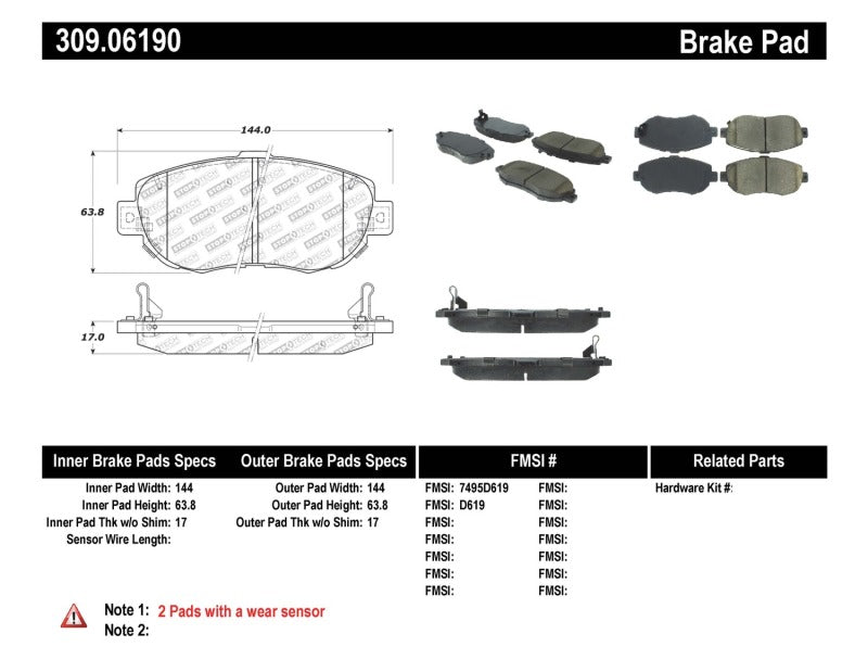 Plaquettes de frein avant StopTech Performance 00-05 Lexus IS 250/300/350 / 02-09 SC 300/400/430
