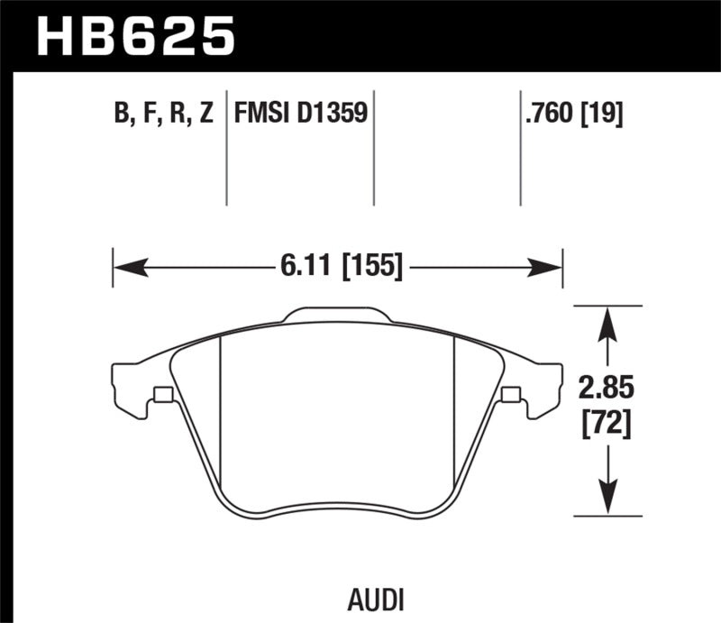 Plaquettes de frein avant HPS 5.0 européennes pour Audi S3 Hawk 2001-2010