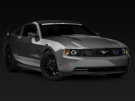 Raxiom 10-12 Ford Mustang avec phares CCFL Halo Projector Headlights - Boîtier noir (lentille transparente)