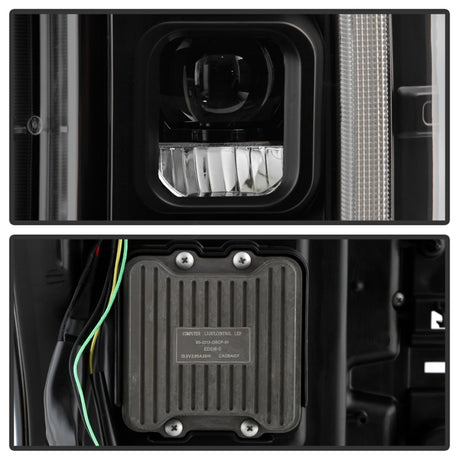 Phares avant Spyder à LED chromés pour Ford F-250/F-350/F450 17-18 PRO-YD-FS17HALAP-SEQ-BK