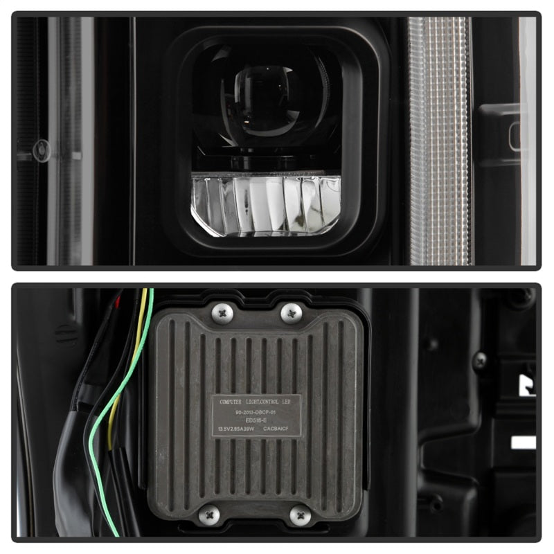 Phares avant Spyder à LED chromés pour Ford F-250/F-350/F450 17-18 PRO-YD-FS17HALAP-SEQ-BK