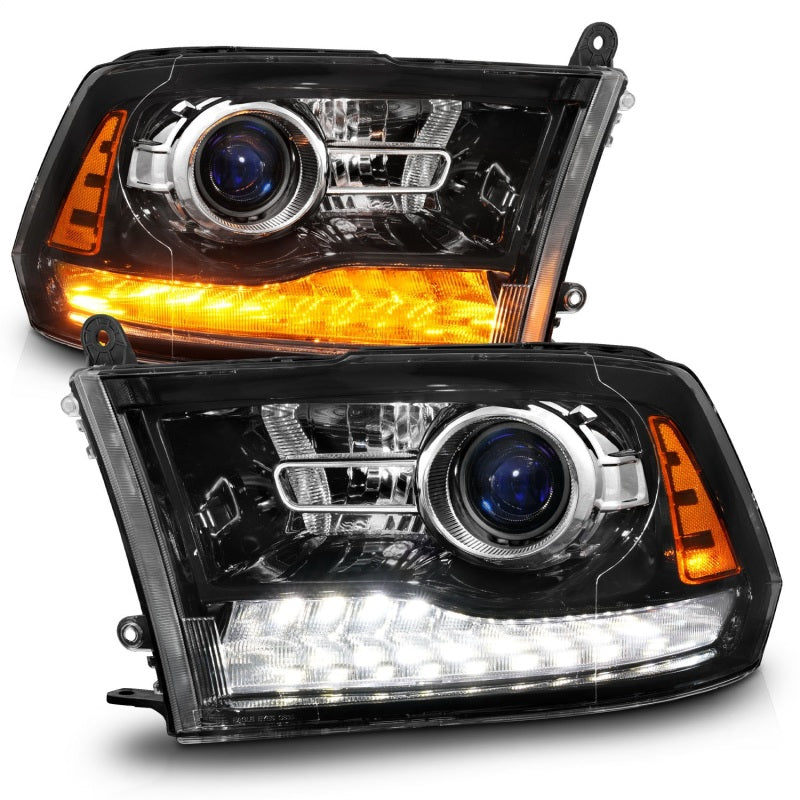 Phares à LED Anzo 09-18 Dodge 1500-3500 de style planche avec commutateur arrière + hyper noir séquentiel (style OE)