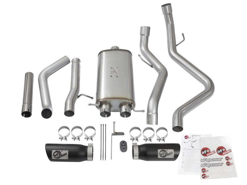 Échappement double aFe MACH Force-Xp 3 pouces CB SS avec embouts noirs 09-16 GM Silverado/Sierra 4,3 L/4,8 L/5,3 L