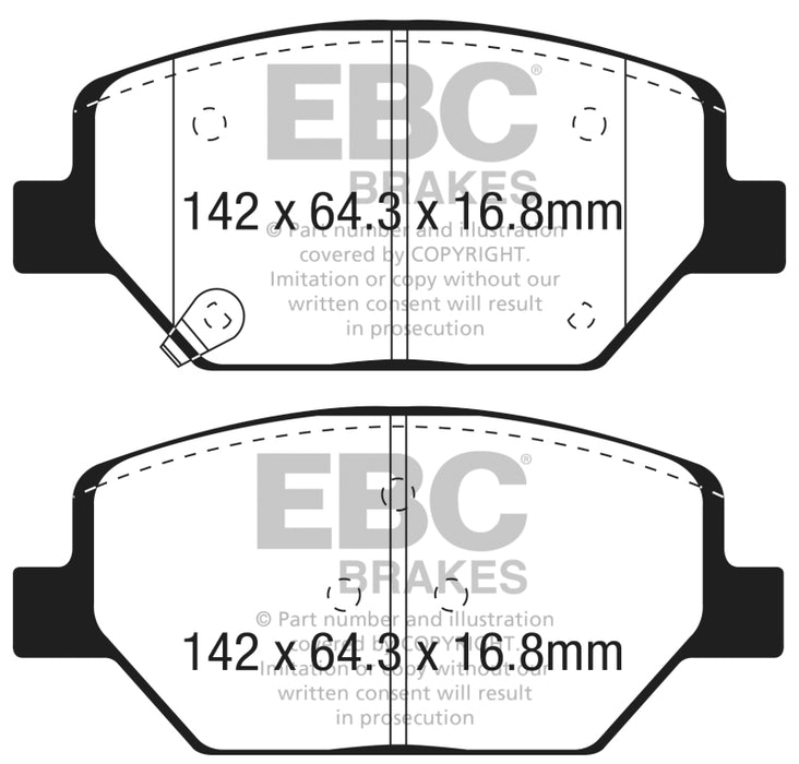 Plaquettes de frein avant EBC Yellowstuff pour Chevrolet Equinox 1,5 L Turbo (J17) 2018+