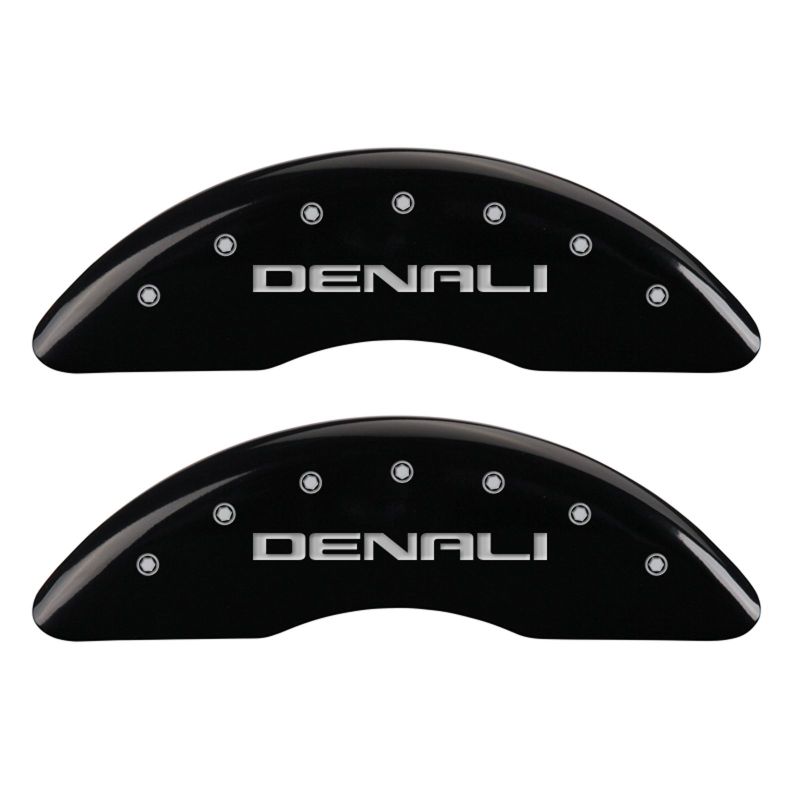 MGP 4 Caliper Covers Engraved Front & Rear Denali Black finish silver ch