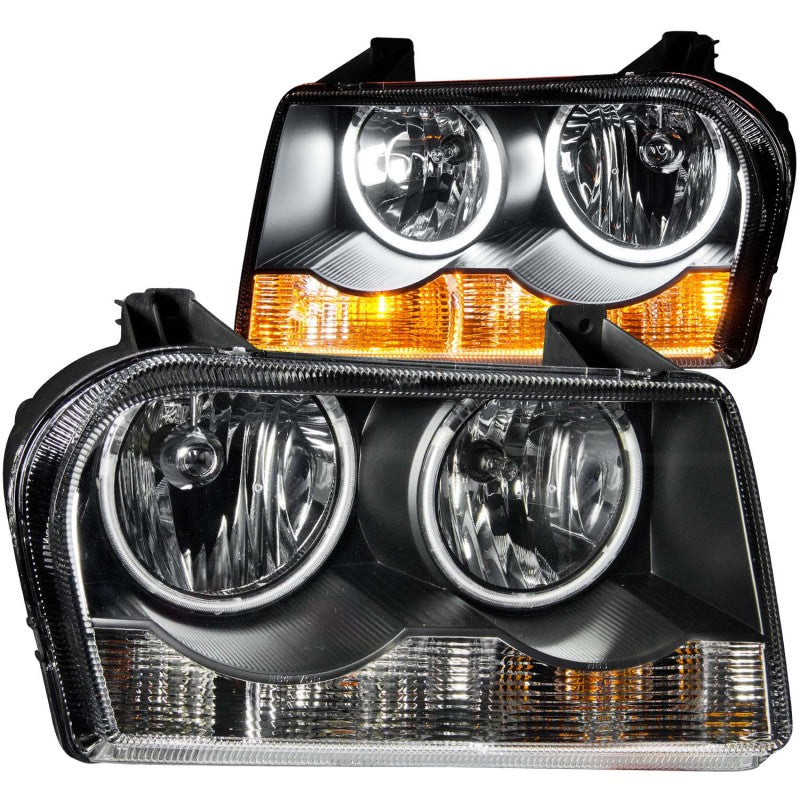 Phares en cristal ANZO 2005-2010 Chrysler 300 avec halo noir (CCFL)