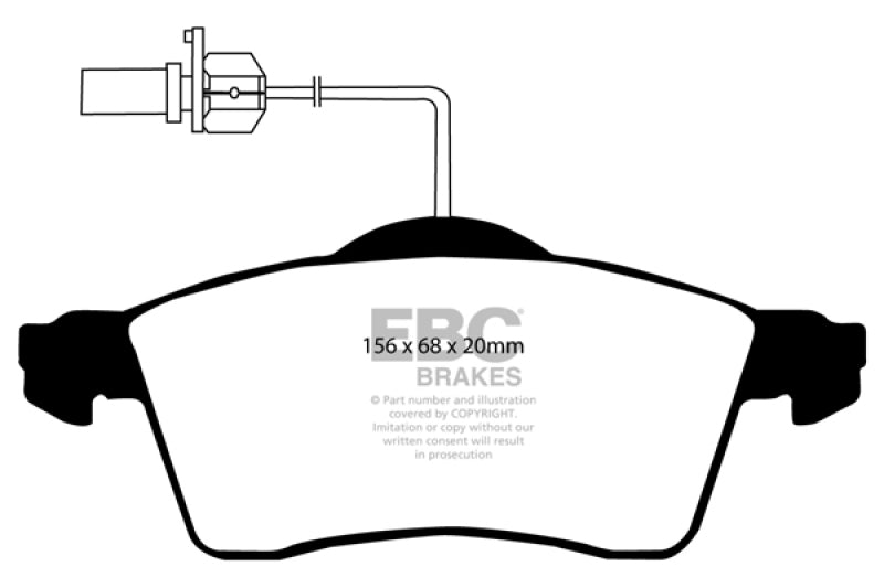 EBC 00 Volkswagen Eurovan 2.8 (ATE) avec câbles d'usure Plaquettes de frein avant Greenstuff