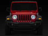 Raxiom 18-23 Jeep Wrangler JL Axial Series 9-In LED Angel Eye Headlights- Blk Housing (Clear Lens)