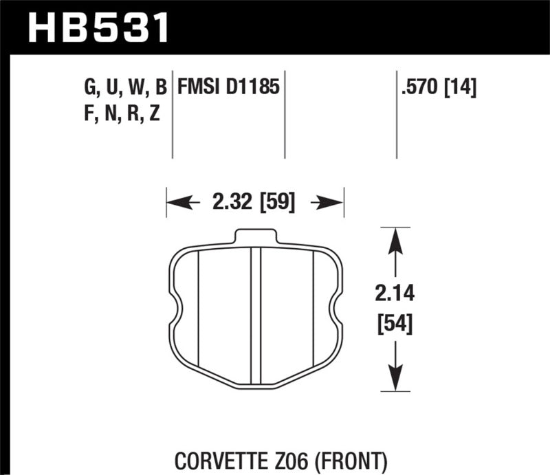 Plaquettes de frein avant DTC-70 pour course Hawk 10-12 Chevy Corvette Grand Sport / 06-12 Corvette Z06