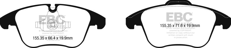 Plaquettes de frein avant EBC Greenstuff pour Jaguar XE 2.0L TD (180) 2016+