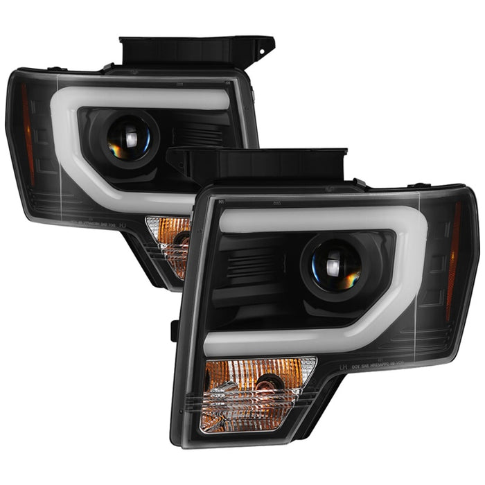 Phares de projecteur Spyder 09-14 Ford F-150 - Barre lumineuse halogène - Noir PRO-YD-FF15009-SBLB-BK