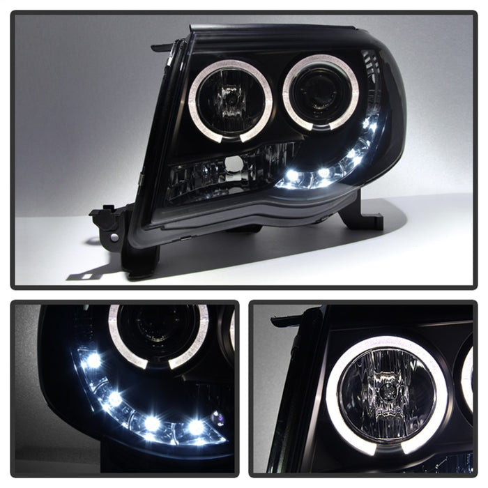 Phares de projecteur Spyder Toyota Tacoma 05-11 LED Halo LED Blk Smke PRO-YD-TT05-HL-BSM