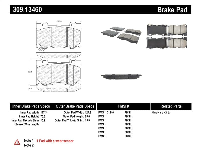 Plaquettes de frein avant StopTech Performance 09-13 Infiniti FX35/FX37/FX45/FX50/08-13 G37 / 09-12 370Z