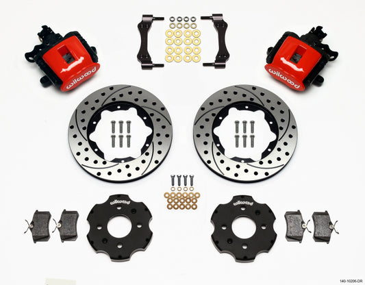 Wilwood Combination Parking Brake Rear Kit 11.00in Drilled Red Civic / Integra Disc 2.39 Hub Offset