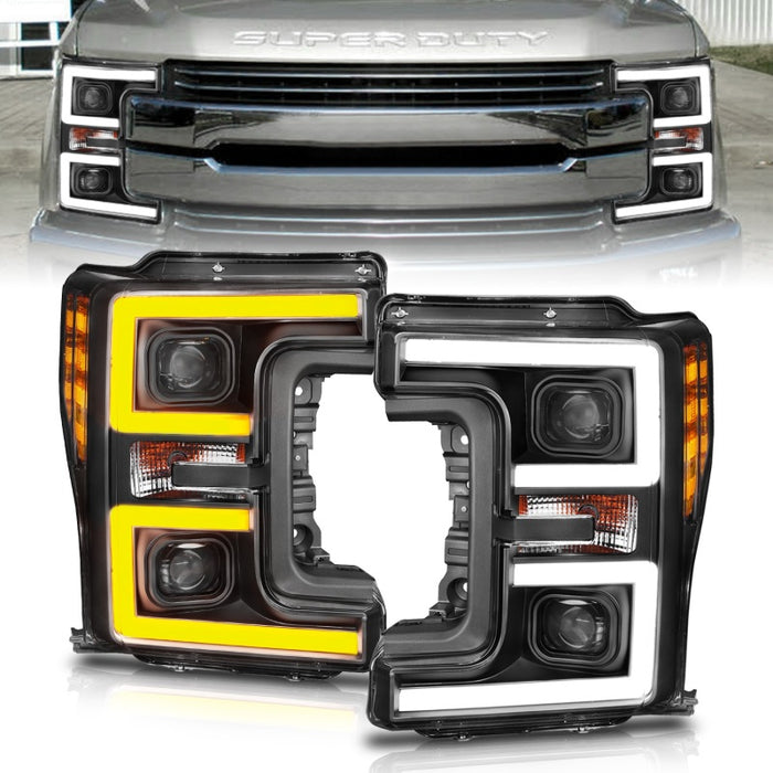 Phares à LED ANZO 17-18 Ford F-250 Super Duty Phare à LED de style planche Noir (paire)