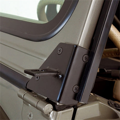 Supports de charnière de pare-brise noirs Rugged Ridge 76-95 Jeep CJ/YJ