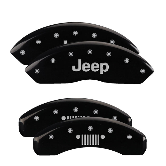 Couvre-étriers MGP 4 gravés à l'avant JEEP Logo de calandre JEEP gravé à l'arrière Finition noire argent ch