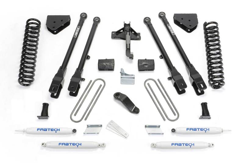 Système Fabtech 08-16 Ford F250 4WD 6 pouces 4Link avec bobines et amortisseurs de performance
