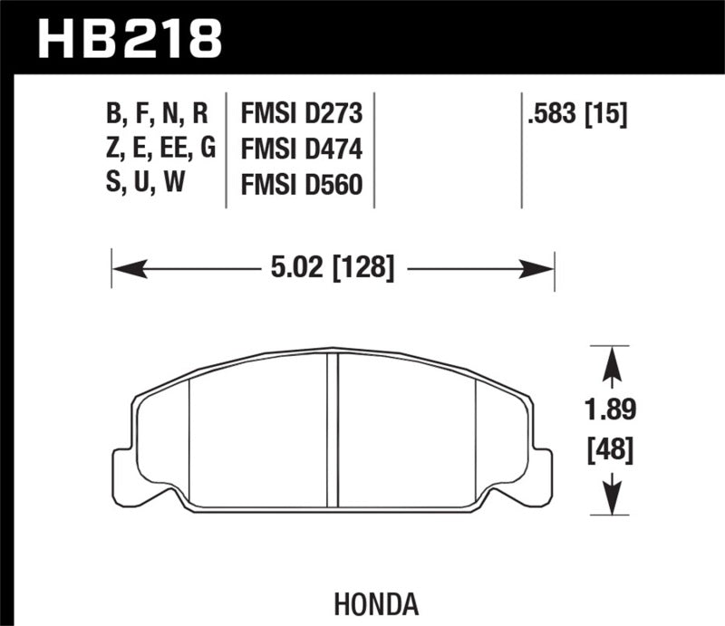 Hawk 88-89 Civic Si / 92-00 Civic CX / 88-00 DX / 98-00 GX Performance Kit de frein avant en céramique pour rue