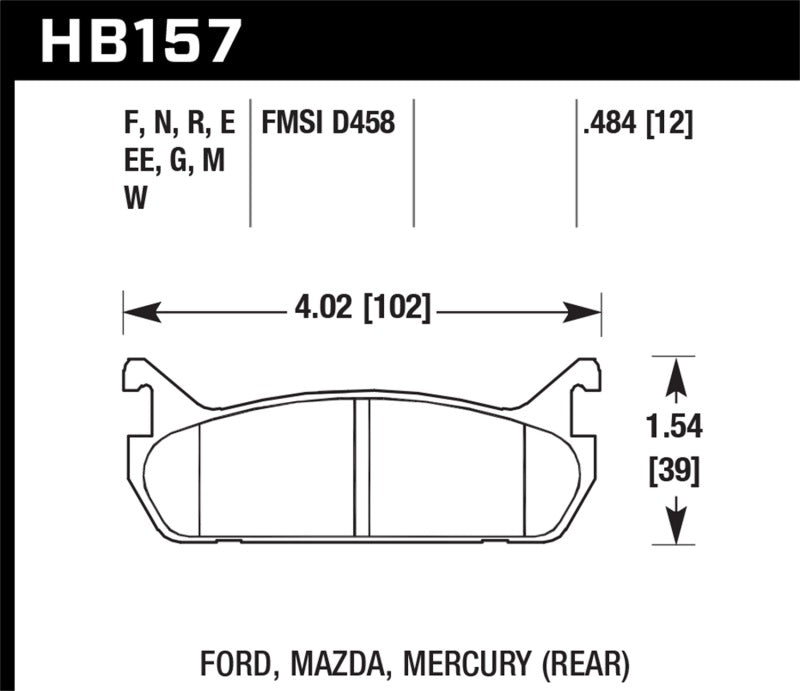 Plaquettes de frein arrière de course Hawk 91-96 Ford Escort GT / 90-93 Mazda Miata DTC-60