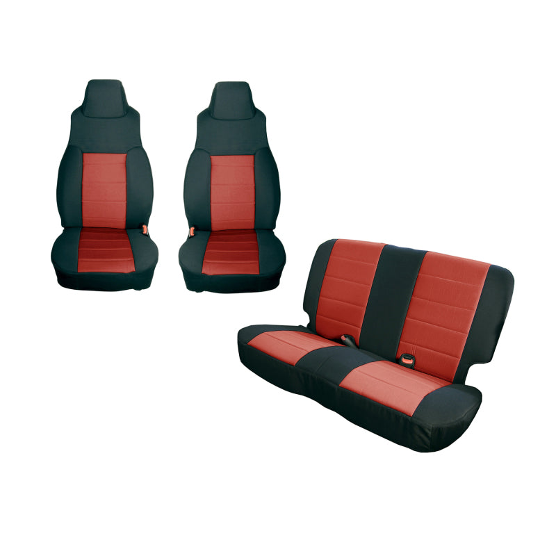 Kit de housses de siège Rugged Ridge noir/rouge 97-02 Jeep Wrangler TJ