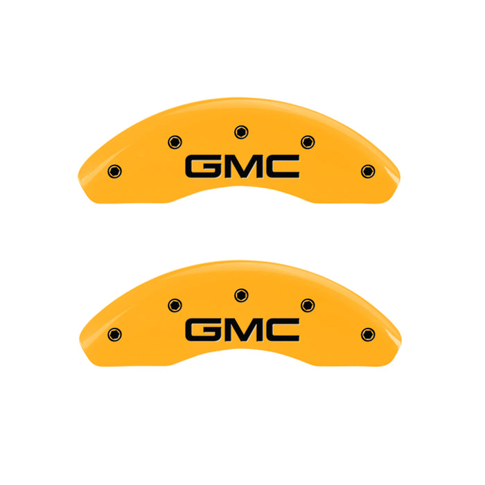 MGP 4 Caliper Covers Engraved Front & Rear GMC Yellow finish black ch