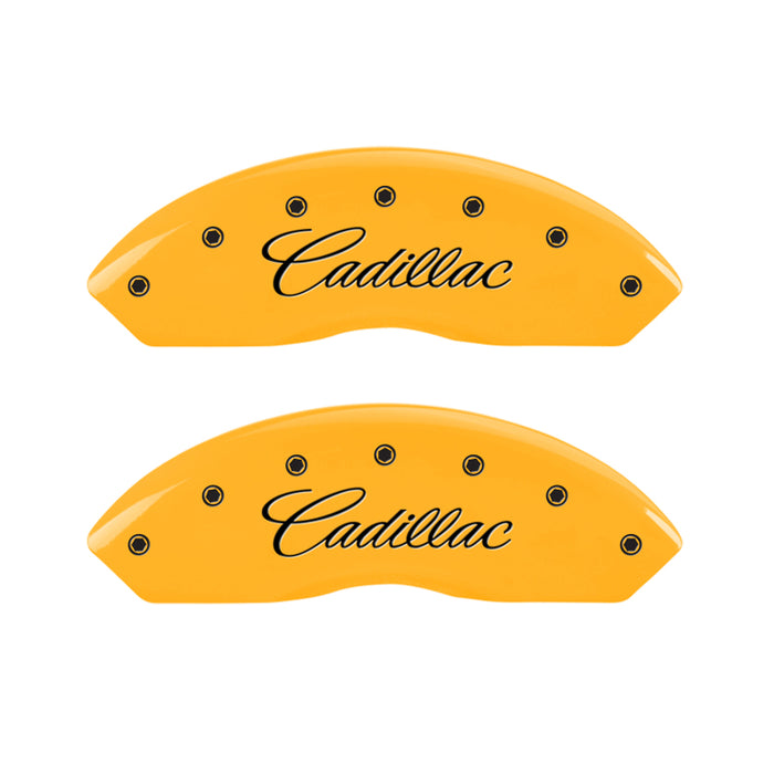 MGP 4 Caliper Covers Engraved Front Cadillac Rear STS Yellow Finish Black Char 2007 Cadillac XLR