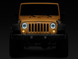 Phares à LED axiaux Raxiom 97-18 Jeep Wrangler TJ/JK 7 pouces avec DRL - Boîtier noir (lentille transparente)
