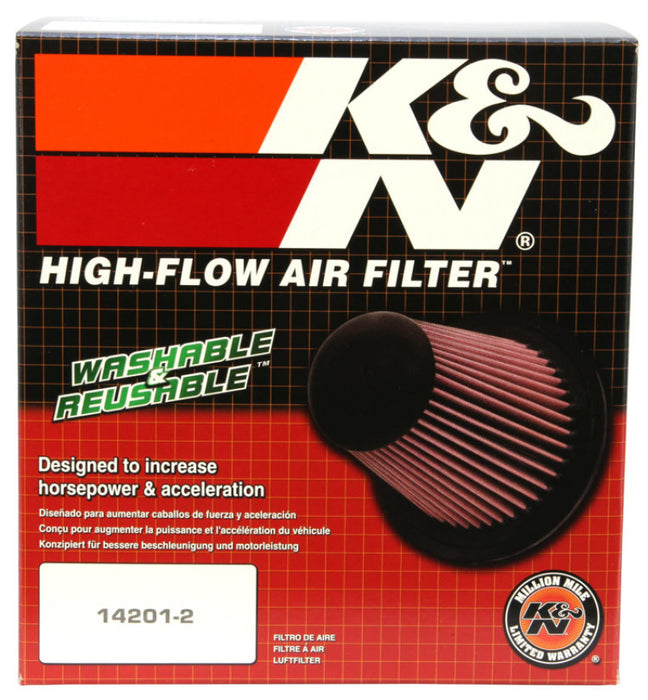 Filtre à air universel K&amp;N Filter avec dessus en fibre de carbone et bride de 6 po x base de 7,5 po x hauteur de 6 po