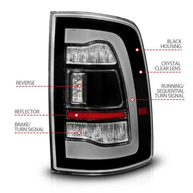 Feux arrière à LED séquentiels ANZO 09-18 Dodge Ram 1500 Noir