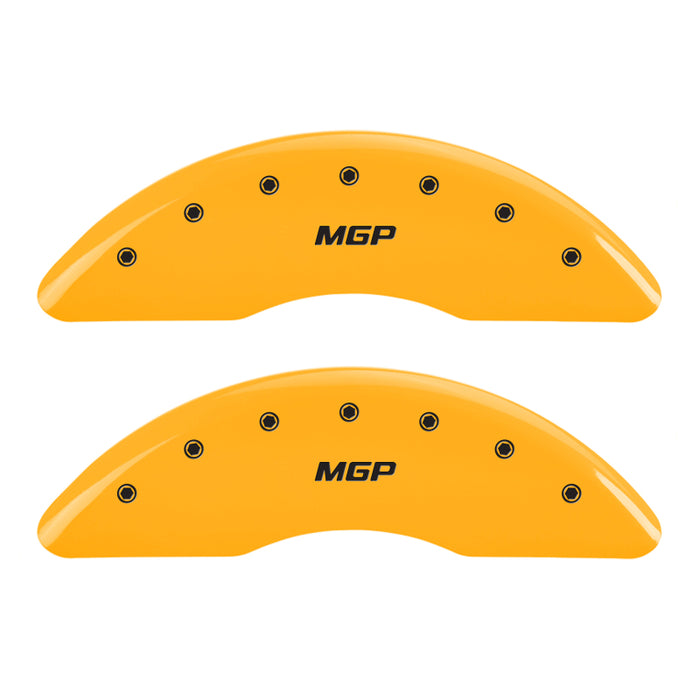 MGP 4 Caliper Covers Engraved Front & Rear MGP Yellow Finish Black Char 2008 Saturn Outlook