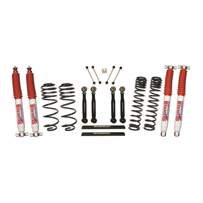 Kit de débattement long D-Rate 4 pouces pour Jeep TJ Skyjacker 03-06 avec biellettes flexibles inférieures avant/arrière réglables/amortisseurs Nitro 8000