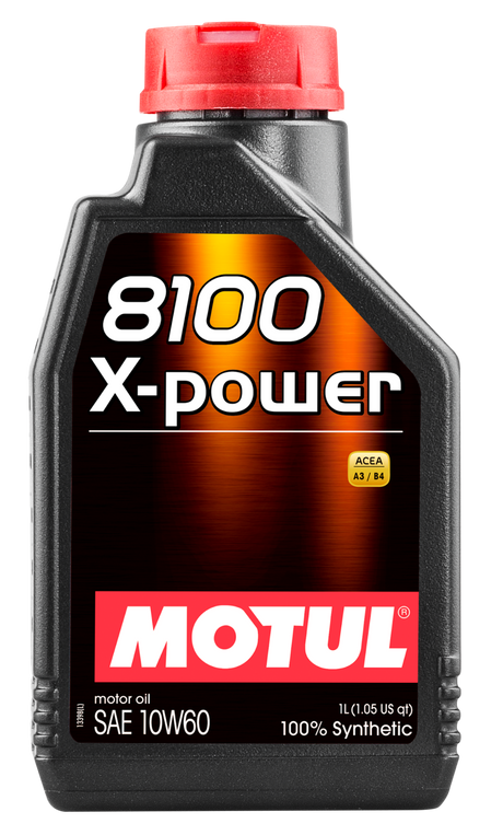 Huile moteur synthétique Motul 1L 8100 10W60 X-Power - ACEA A3/B4