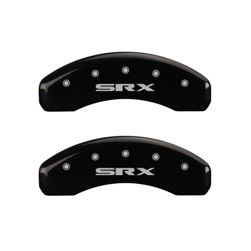 Couvre-étriers MGP 4 gravés à l'avant en cursive/arrière gravé Cadillac SRX finition noire argent ch