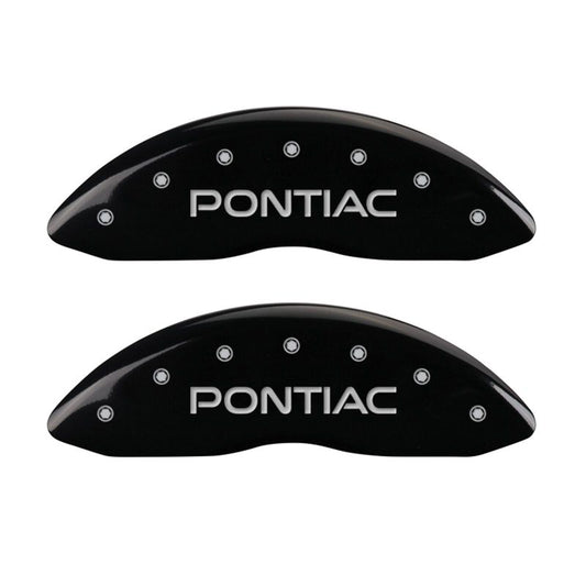 MGP 4 Caliper Covers Engraved Front & Rear Pontiac Black finish silver ch