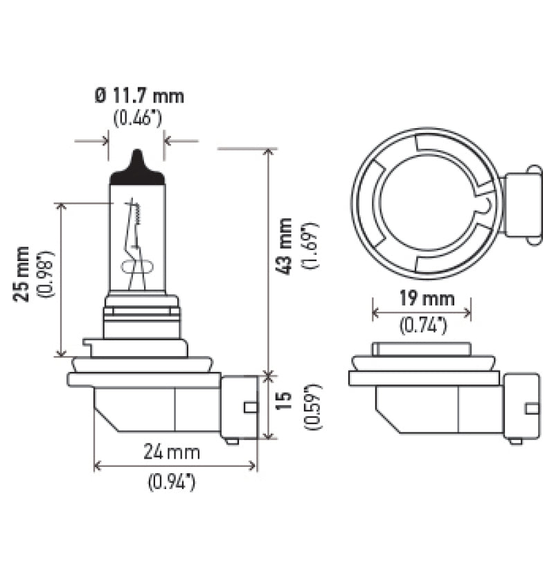 Hella Optilux XY Series H8 Xenon Halogen Bulb 12V 35W Fog Bulbs - Pair