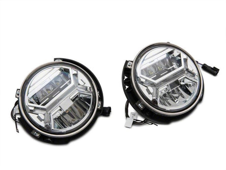 Phares de projecteur à LED Raxiom07-18 Jeep Wrangler JK - Boîtier chromé (lentille transparente)