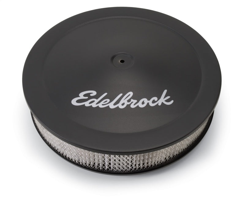 Élément en papier rond en acier pour épurateur d'air Edelbrock série Pro-Flo, 14 po de diamètre x 3 75 po de base abaissée